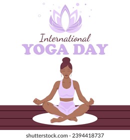 Black woman sitting in lotus position doing yoga
