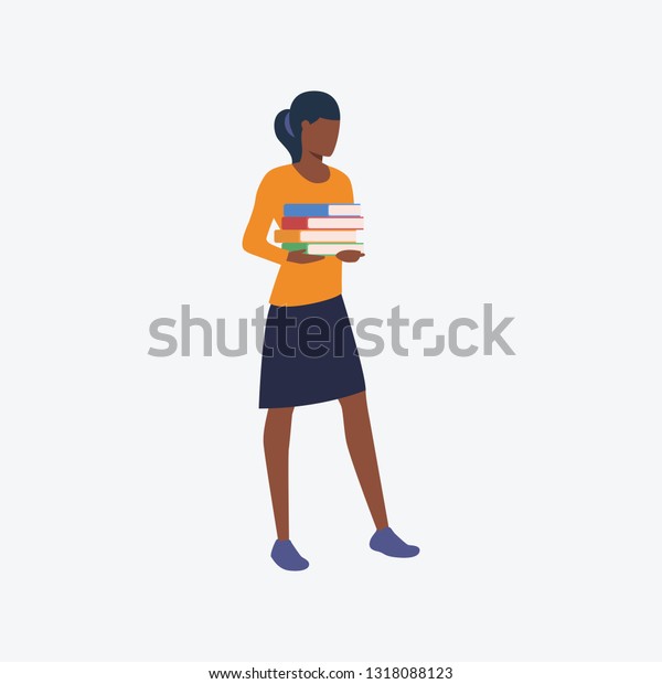 Black Woman Standing Holding Books Student Stock Vector (Royalty Free ...