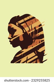 black woman style head side view vector illustration fashion design