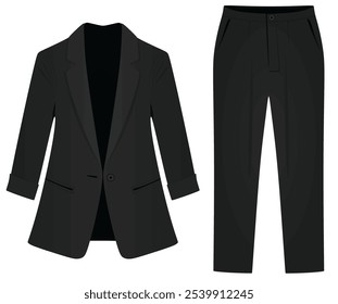 Black woman suit and trousers. vector illustration