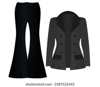 Black  woman suit and trousers. vector illustration