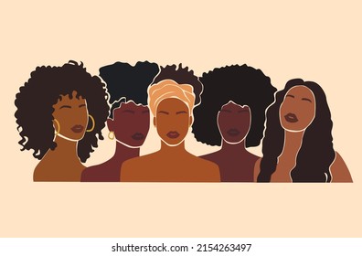 Black Woman Together Girt Power Print Poster. Black Abstract Portrait. 