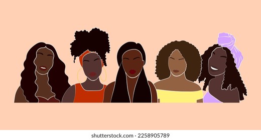 Black Woman Together Girt Power Print Poster. Black Abstract Portrait