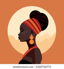 Black woman in traditional costume icon avatar. African woman design. Vector stock