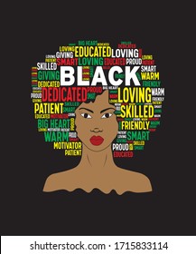 BLACK WOMAN -  TYPOGRAPHY - WORD CLOUD - Black Queen