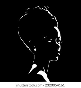 Black woman - Black and White Isolated Icon - Vector illustration