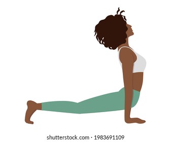 Black Woman Yoga Isolated On The White Background. Vector Illustration