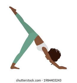 Black woman yoga isolated on the white background. Yoga pose. Vector illustration