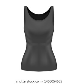 Black Womans Singlet T Shirt Front View