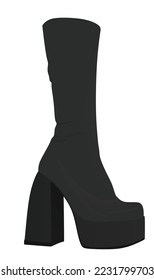 Black women boots. vector illustration