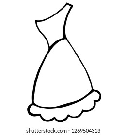 Black Women Fashion Dress. Vector Illustration for Graphic Design, Outline, Isolated and Background