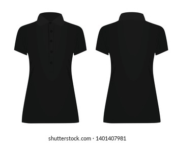 Black women polo t shirt. vector illustration