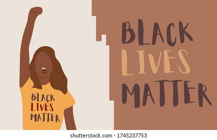 Black women protest with the message "Black Lives Matter". Vector illustration.