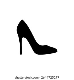 Black women shoe silhouette icon vector flat design.