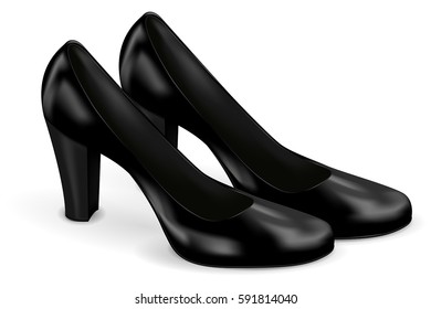 Black women shoes. Vector 3d illustration