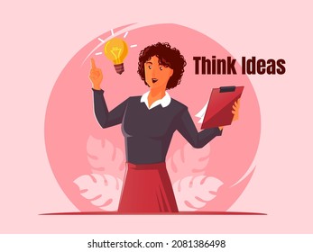 Black women thinking with lightbulb for new ideas with innovation and creativity	