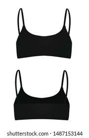 Black women top. back and front view. vector illustration