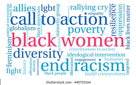 Black Women word cloud on a white background. 