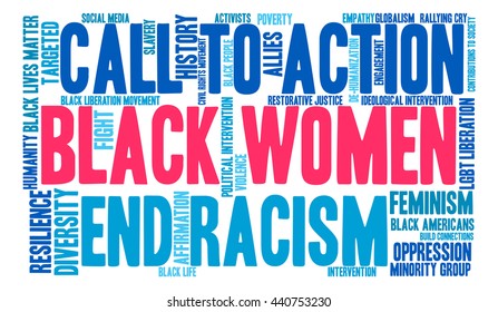Black Women word cloud on a white background. 