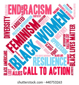 Black Women word cloud on a white background. 