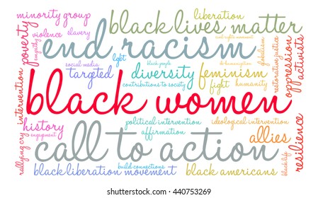 Black Women word cloud on a white background. 