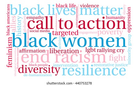 Black Women word cloud on a white background. 