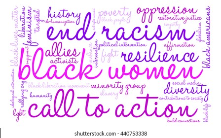 Black Women word cloud on a white background. 