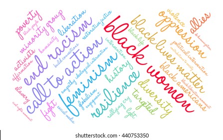 Black Women word cloud on a white background. 