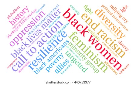 Black Women word cloud on a white background. 