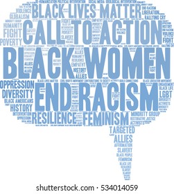 Black Women word cloud on a white background.  