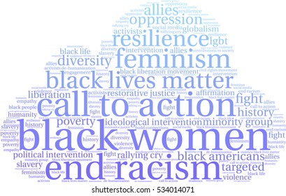 Black Women word cloud on a white background.  