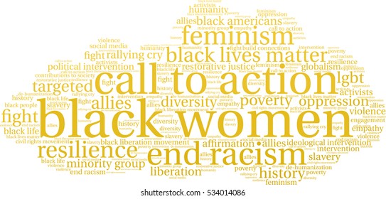 Black Women word cloud on a white background.  