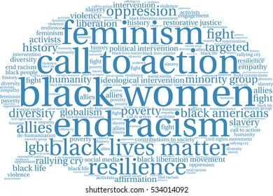 Black Women word cloud on a white background.  