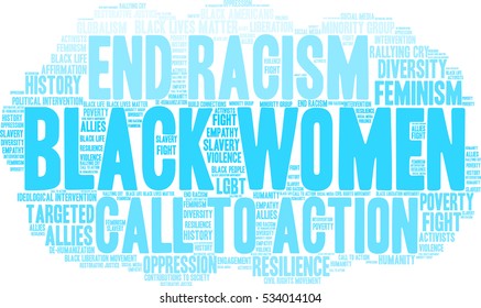 Black Women word cloud on a white background.  