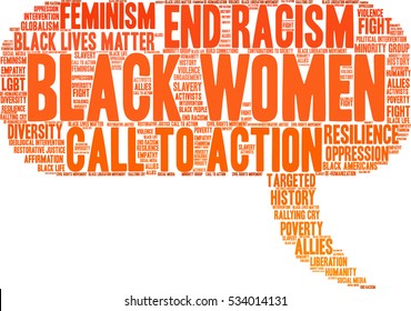 Black Women word cloud on a white background.  