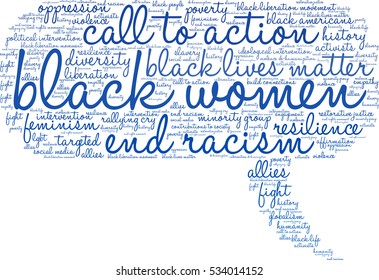 Black Women word cloud on a white background.  