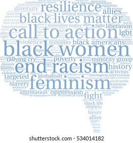 Black Women word cloud on a white background.  
