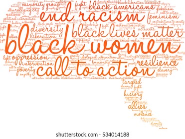 Black Women word cloud on a white background.  