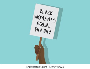 Black Women's Equal Pay Day Placard Vector