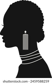 Black Women's History Month. Black Silhouette with Side Pose. Vector Illustration