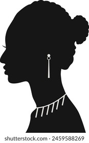 Black Women's History Month. Black Silhouette with Side Pose. Vector Illustration