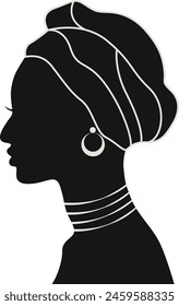 Black Women's History Month. Black Silhouette with Side Pose. Vector Illustration