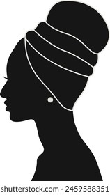 Black Women's History Month. Black Silhouette with Side Pose. Vector Illustration