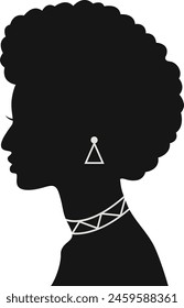 Black Women's History Month. Black Silhouette with Side Pose. Vector Illustration