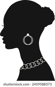 Black Women's History Month. Black Silhouette with Side Pose. Vector Illustration