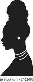 Black Women's History Month Silhouette with Some Accessories. Isolated Black Silhouette