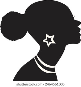 Black Women's History Month Vector Illustration. Isolated Black Silhouette in Flat Style.