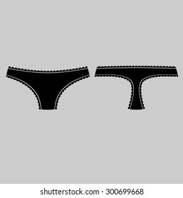 black women's panties. vector. front and back