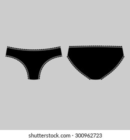 black women's panties. vector. front and back