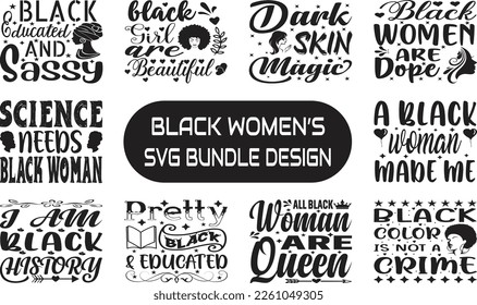 Black women's SVG bundle design. Woman SVG Design , Girl Magic SVG Bundle,  Black Girl SVG design, Strong Woman, Afro Woman Bundle design. svg